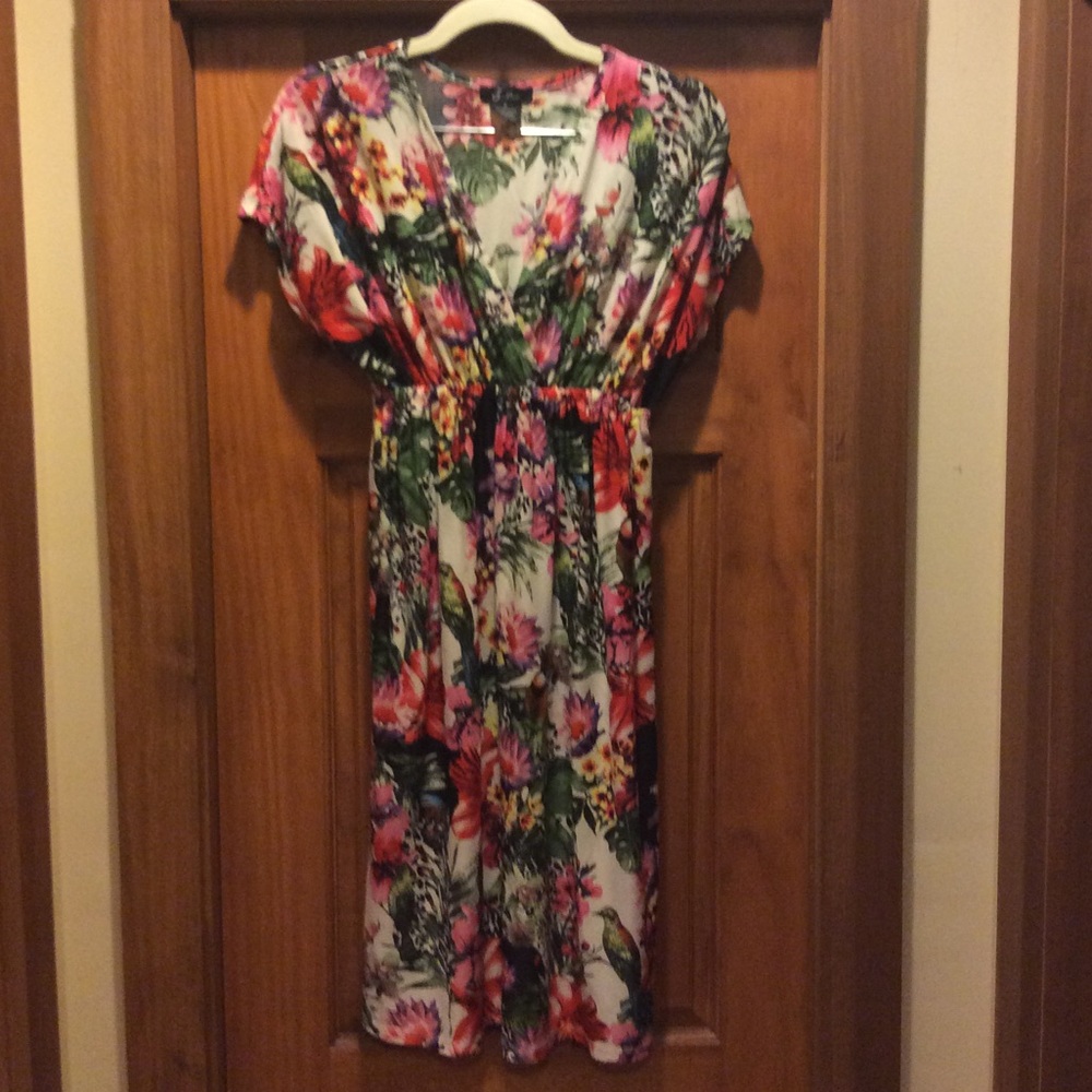 Tropical floral dress/swim cover-up